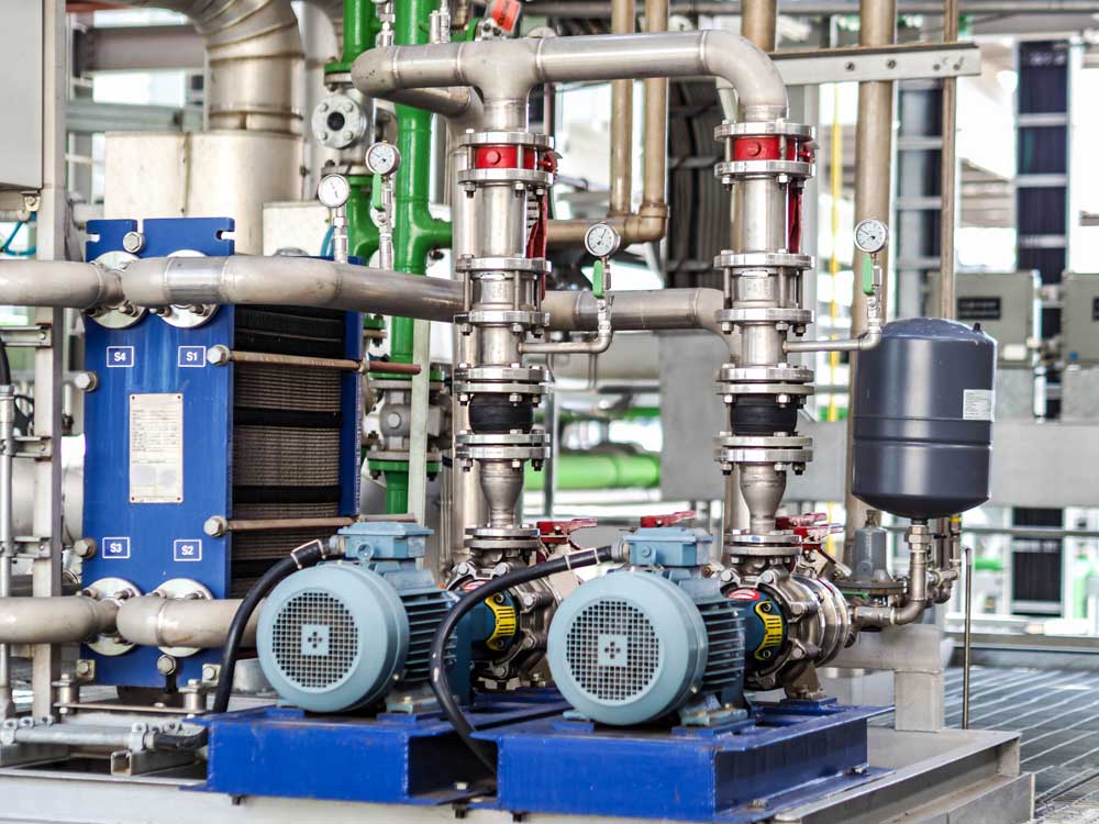 Pump & motor in an industrial plant